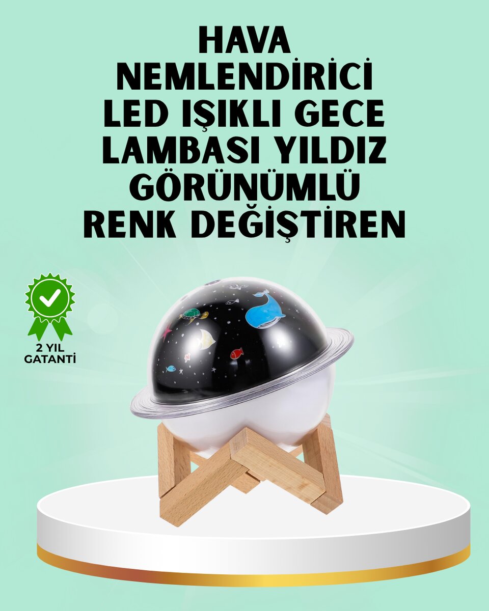 Projektör ışığı bulunan USB bağlantılı mini aromaterapi destekli hava nemlendirici