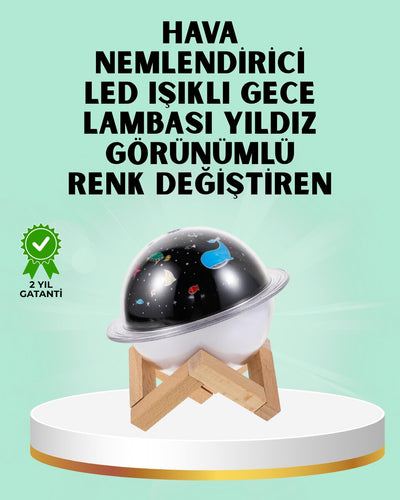 Projektör ışığı bulunan USB bağlantılı mini aromaterapi destekli hava nemlendirici