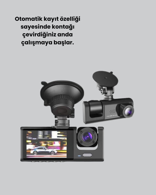 3 Kameralı Araç İçi Kayıt Cihazı Suya ve Toza Dayanıklı Tasarım - görsel 2