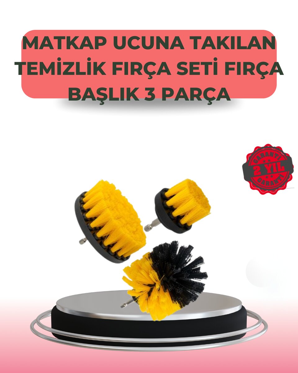 3 Parça Matkap Ucu Temizlik Fırçası Dayanıklı Naylon Kıllı
