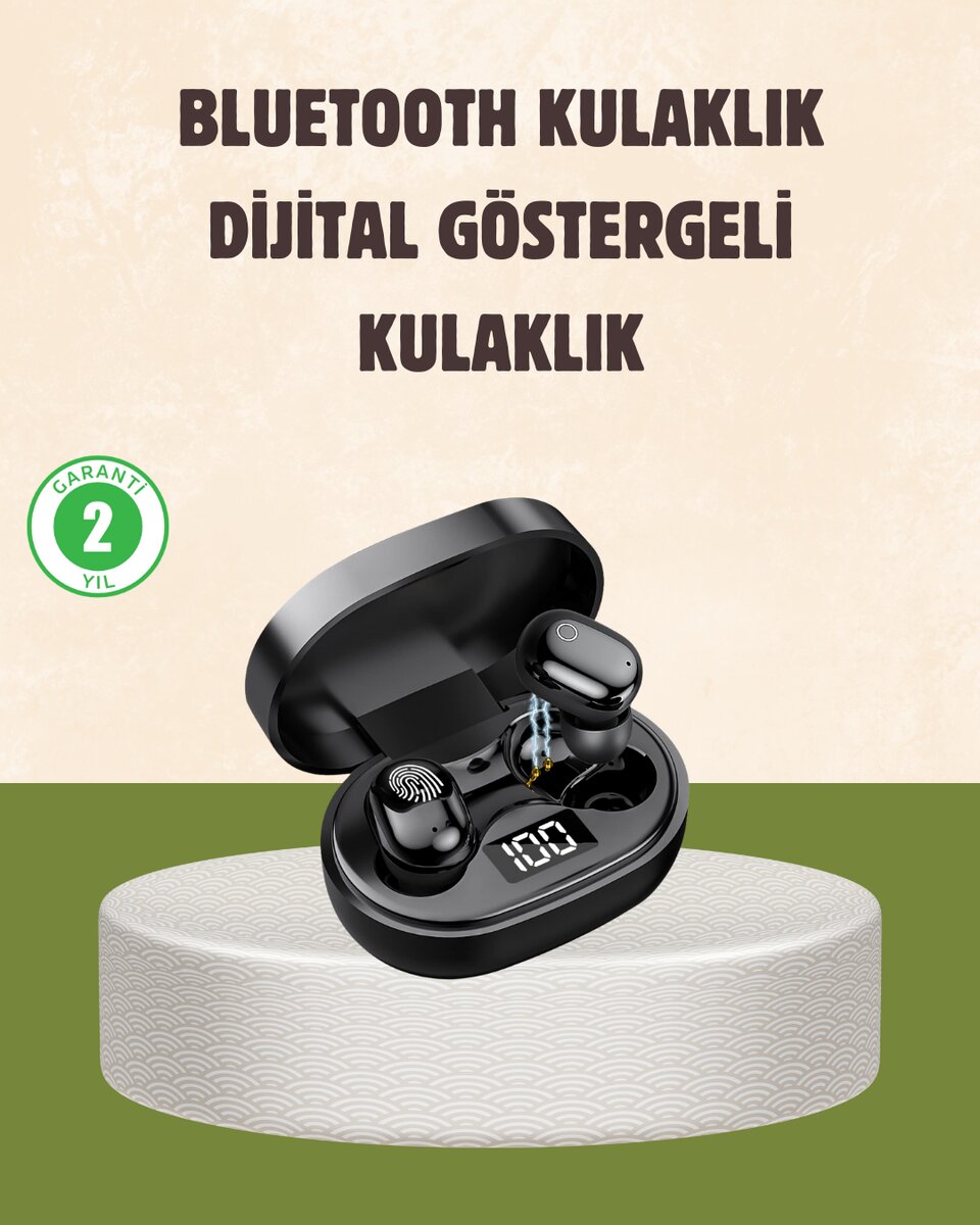 LED Ekranlı Şarjlı Kablosuz Kulak İçi Kulaklık