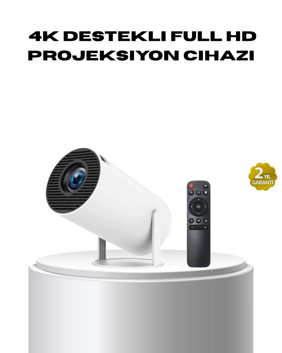 4K Destekli Full HD Projeksiyon Cihazı – 130 inç Geniş Ekran WiFi ve Hdmı Bağlantılı