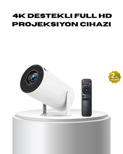 4K Destekli Full HD Projeksiyon Cihazı – 130 inç Geniş Ekran WiFi ve Hdmı Bağlantılı
