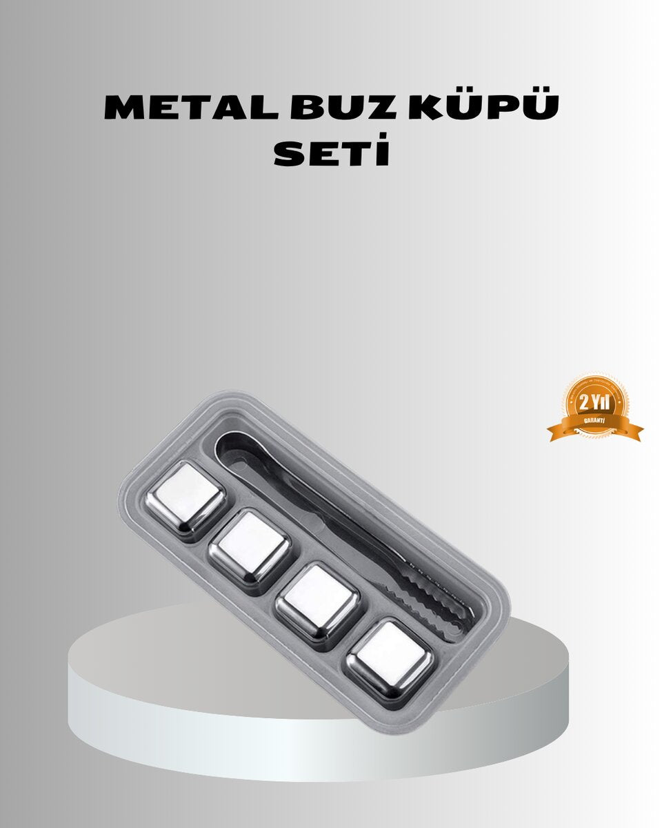 Paslanmaz Metal Buz Küpleri Seti Klipsli Sulandırmadan Soğutma Özellikli