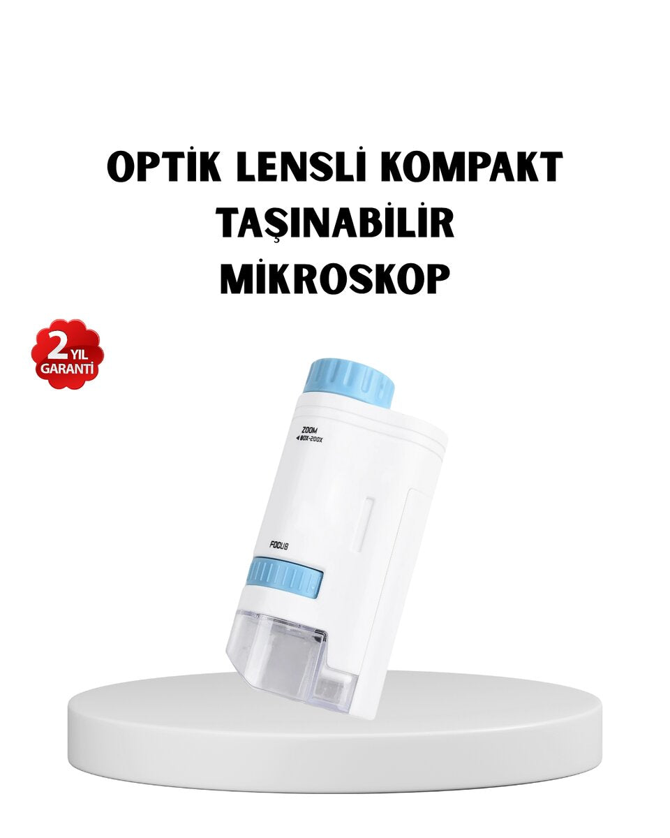 LED Işıklı Mikroskop 80X–200X Zoom Eğitici Bilim Seti ve Taşınabilir