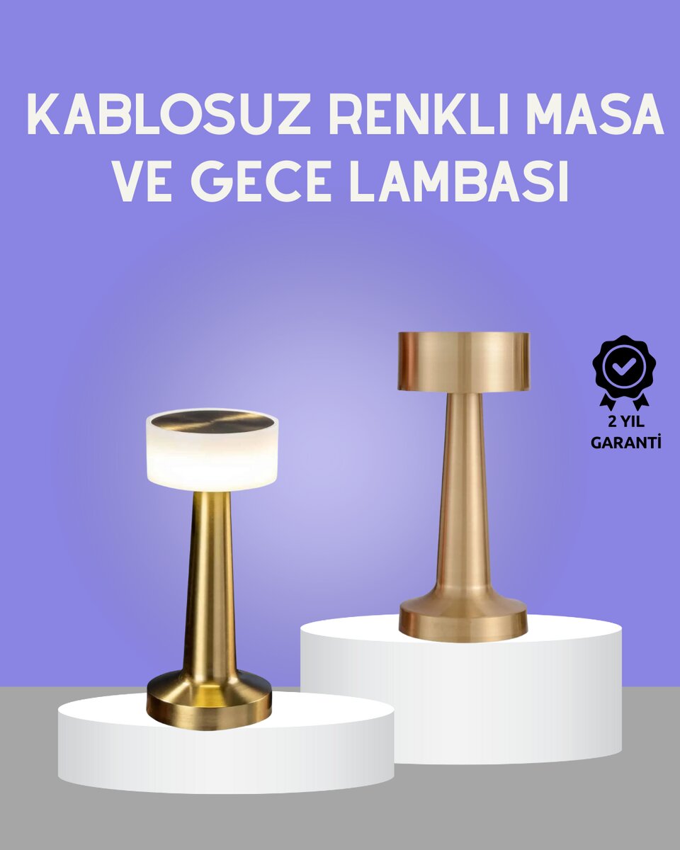 Touch Gece Lambası – Dokunmatik Kontrol Kablosuz Kullanım Metal Gövde