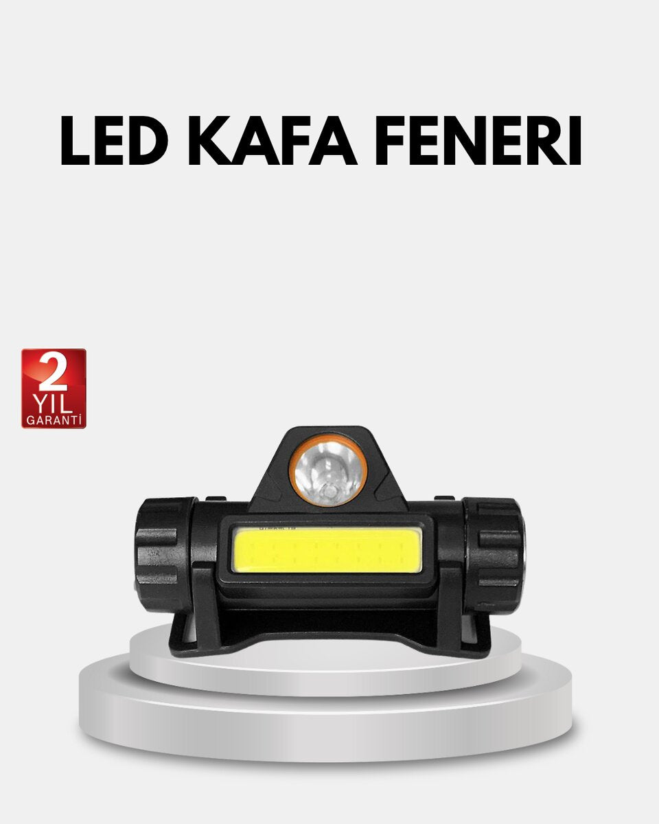 Profesyonel Şarjlı LED Kafa Lambası – Uzun Mesafe + Ortam Aydınlatması