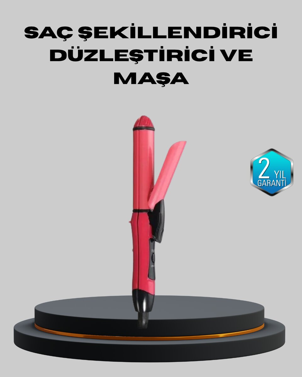 5 Kademeli Seramik Saç Düzleştirici – Düz ve Kıvırcık Mod 26 mm Plaka Profesyonel Saç Şekillendirme