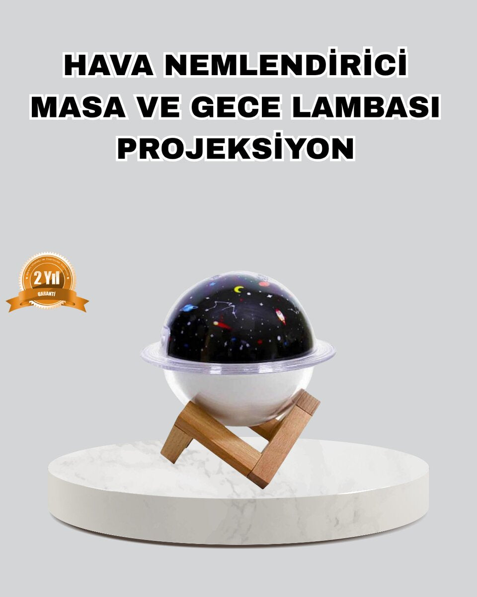 Aromaterapili USB Hava Nemlendirici – Projeksiyon Işıklı Sessiz ve Şık Tasarım