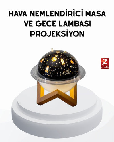 USB Mini Hava Nemlendirici ve Projeksiyon Lamba – Taşınabilir Sessiz Dekoratif Aromaterapi Cihazı