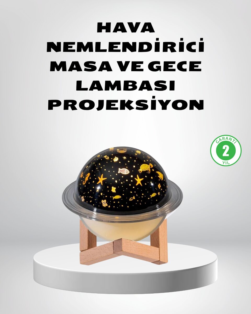 USB Projeksiyon Gece Lambası ve Hava Nemlendirici – Aromaterapi Destekli Taşınabilir Mini