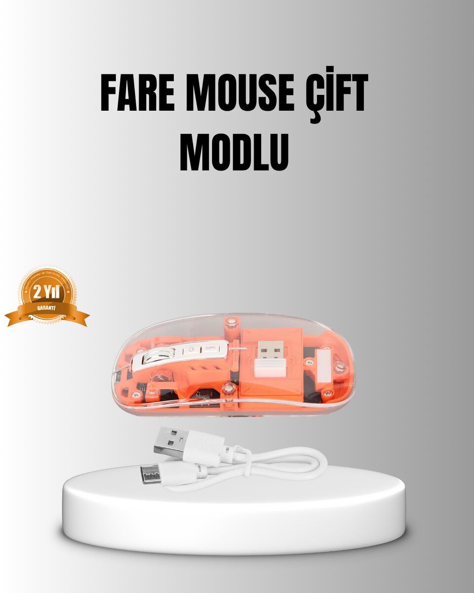 Çift Modlu Kablosuz Bluetooth 5.0 + 2.4GHz Mouse – 3 Cihaz Bağlantılı Hızlı Geçiş Düğmeli