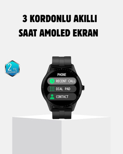 3 Kordonlu Amoled Akıllı Saat – Sağlık Takipli