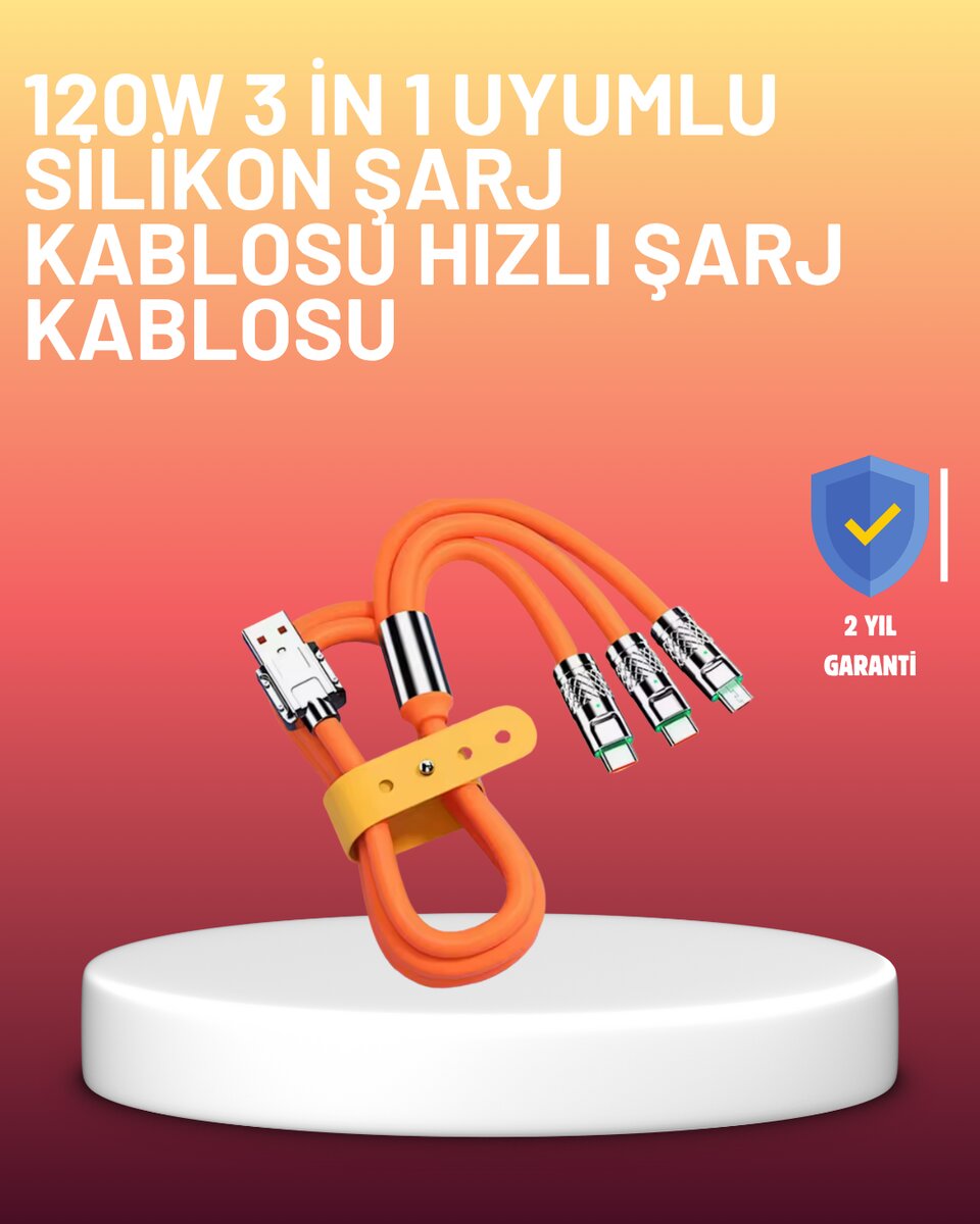 Çinko Alaşımlı Uçlu 120 W Şarj Kablosu – Dolaşmaya Dayanıklı 12 m USB Kablo