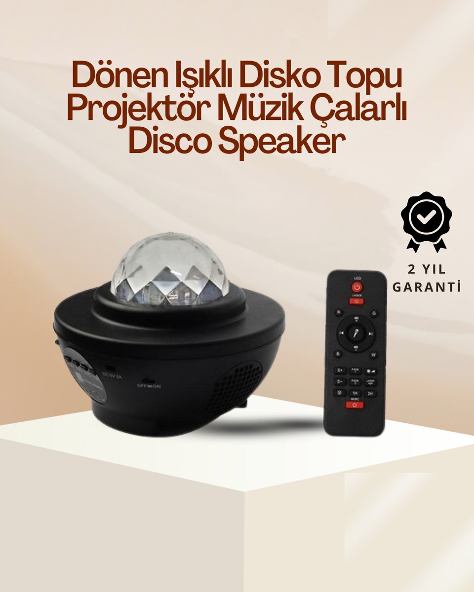 Yıldız & Okyanus Dalga Projektörü – Bluetooth / USB Hoparlörlü