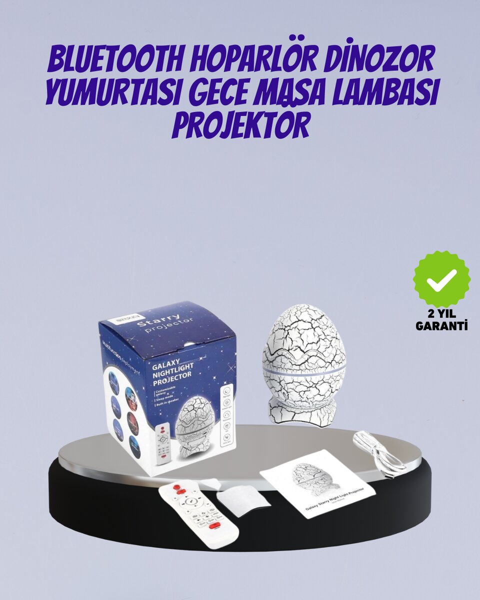 Bluetooth Bağlantılı Dinozor Yıldız Projektör Gece Lambası ve Uyku Yardımcısı