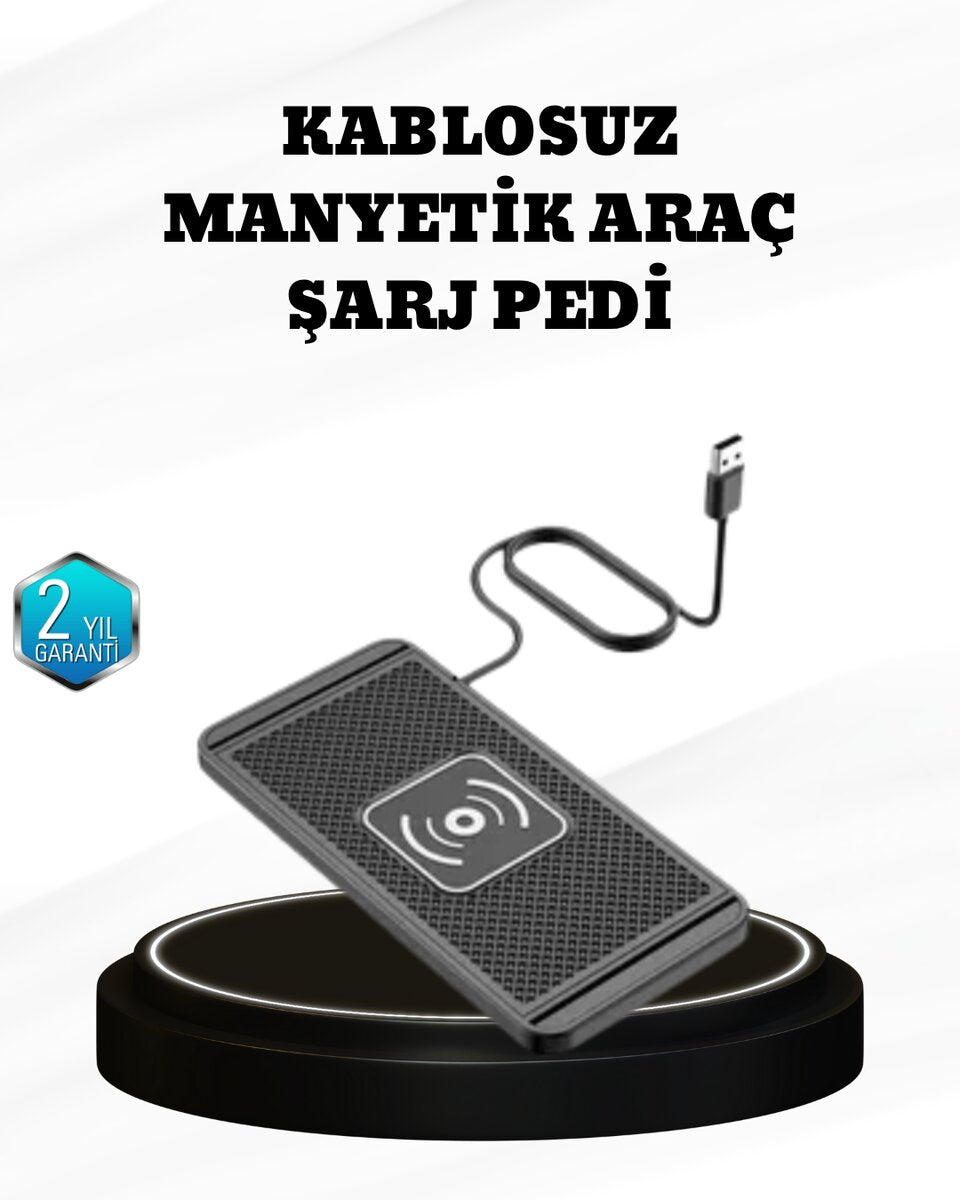 15W Manyetik Kablosuz Şarj Pedi Araç Masa Kullanımına Uygun Qi Şarj Cihazı