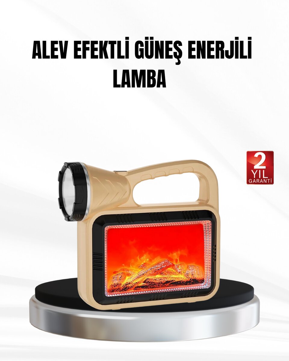 Solar Alev Işığı COB Teknolojili Taşınabilir El Feneri ve Kamp Lambası