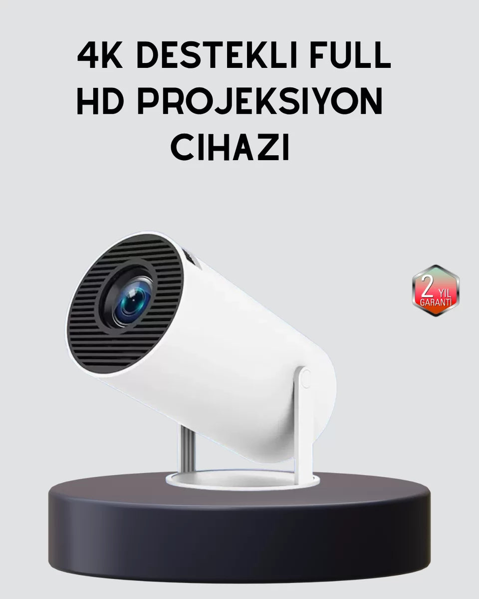 Ev Sineması Projeksiyon Cihazı – 160 Ansı Lümen 4K Uyumlu ve Kablosuz Görüntü Aktarımı