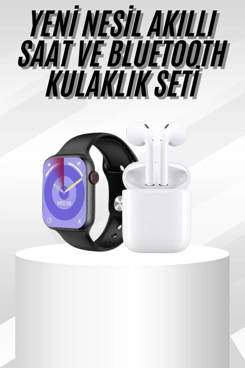 Yeni Nesil Akıllı Saat Ve Kulaklık Seti Gümüş Kasa Zarif Tasarım Çok Fonksiyonlu