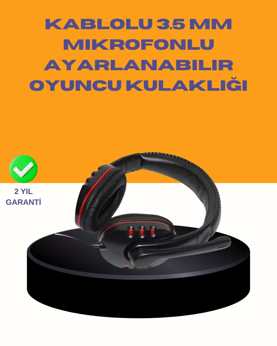 Kırmızı Stereo Kulaklık Yüksek Ses Performansı Dayanıklı Kablo ve Mikrofonlu Tasarım