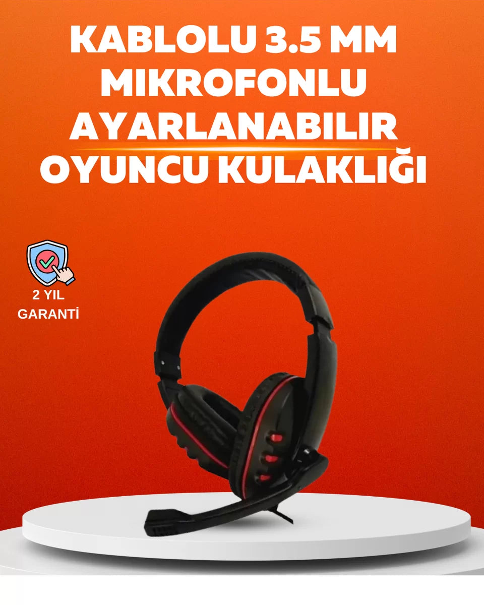 Stereo KırmızıKulaklığı Yumuşak Pedli Mikrofonlu